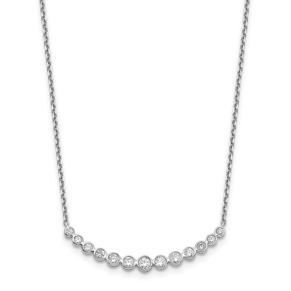 14k White Gold Diamond Curved Bar Necklace PM1005-075-WA-18