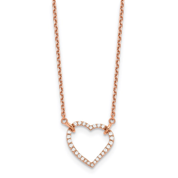 14k Rose Gold Diamond Heart Necklace