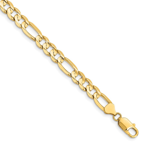 8" 14k Yellow Gold 7.5mm Concave Open Figaro Chain Bracelet