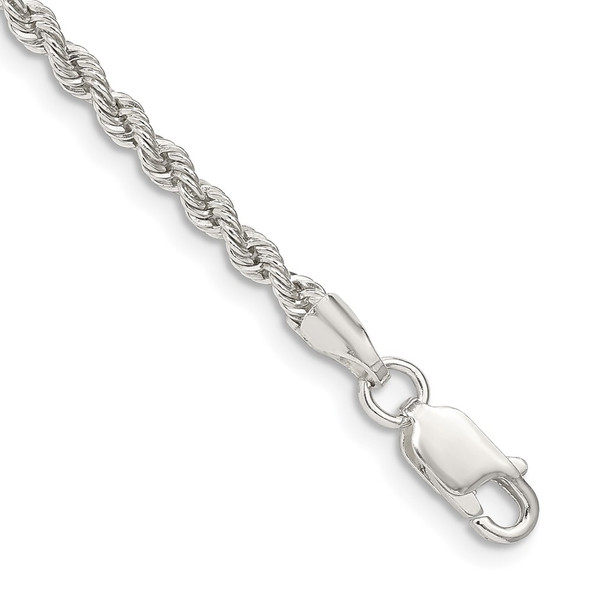 8" Sterling Silver 2.5mm Solid Rope Chain Bracelet