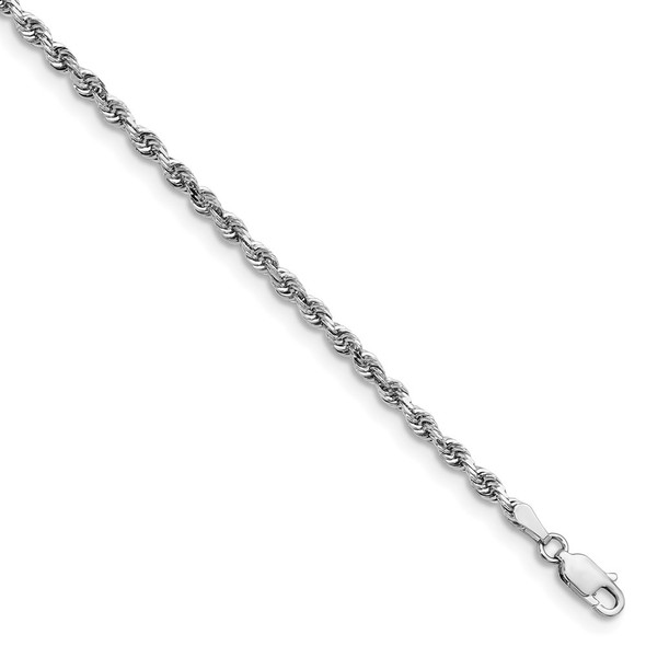 8" 14k White Gold 3.0mm Diamond-cut Quadruple Rope Chain Bracelet