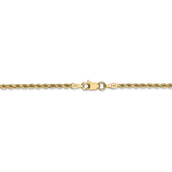 18" 14k Yellow Gold 2mm Diamond-cut Rope with Lobster Clasp Chain Necklace
