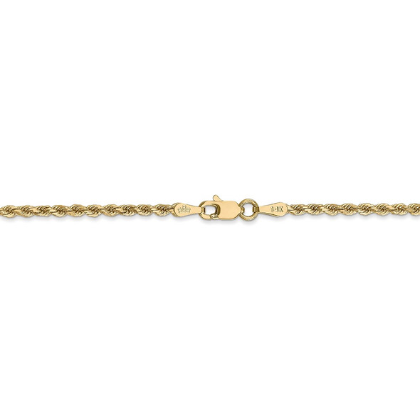 30" 14k Yellow Gold 2mm Diamond-cut Rope with Lobster Clasp Chain Necklace