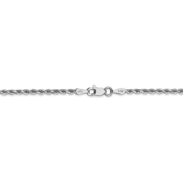 18" 14k White Gold 2mm Diamond-cut Rope with Lobster Clasp Chain Necklace