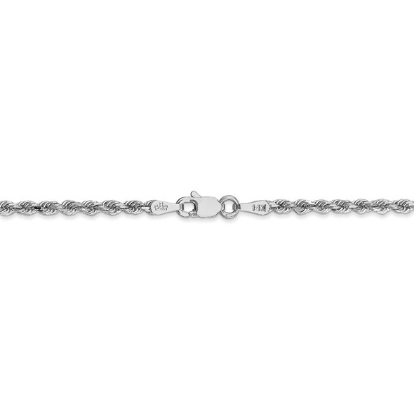 24" 14k White Gold 2.25mm Diamond-cut Rope with Lobster Clasp Chain Necklace