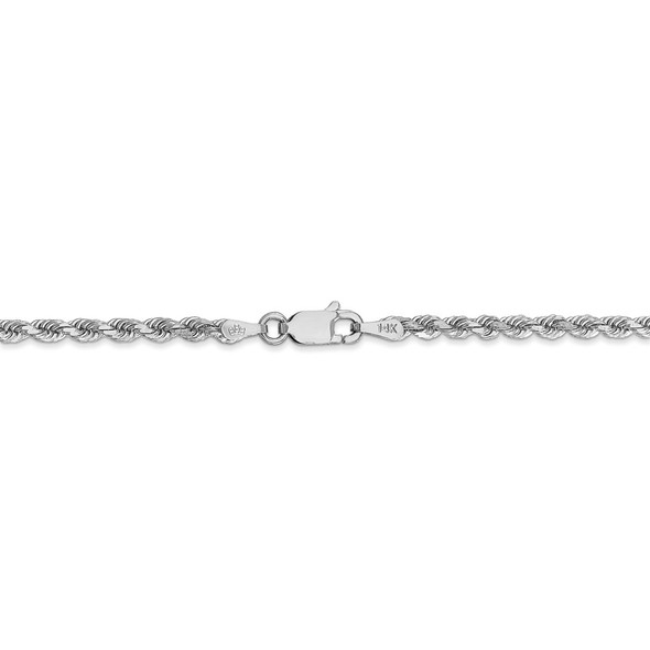 22" 14k White Gold 2.75mm Diamond-cut Rope with Lobster Clasp Chain Necklace