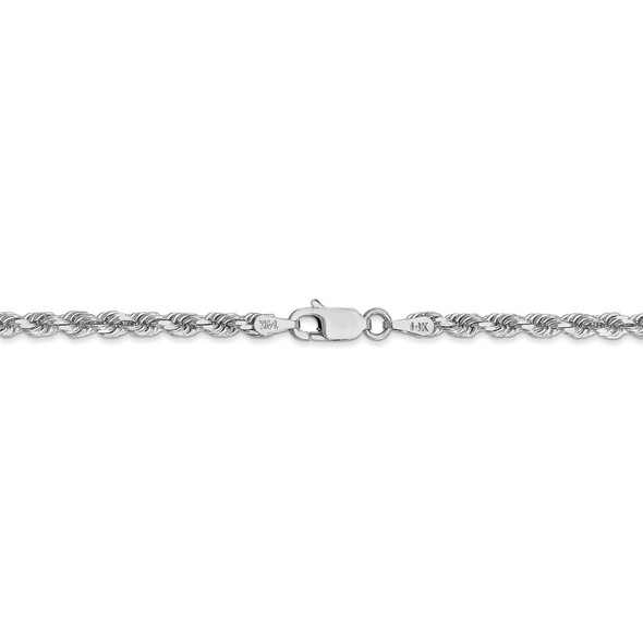 30" 14k White Gold 3mm Diamond-cut Rope with Lobster Clasp Chain Necklace