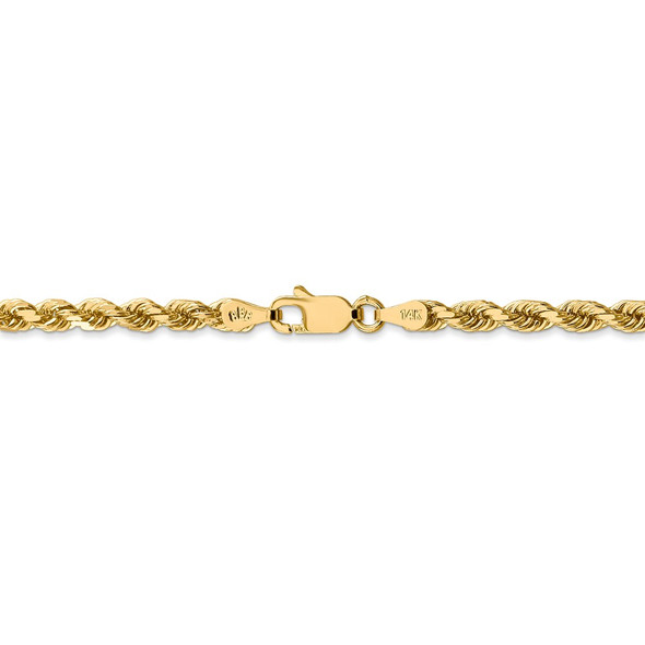 20" 14k Yellow Gold 3.5mm Diamond-cut Rope with Lobster Clasp Chain Necklace