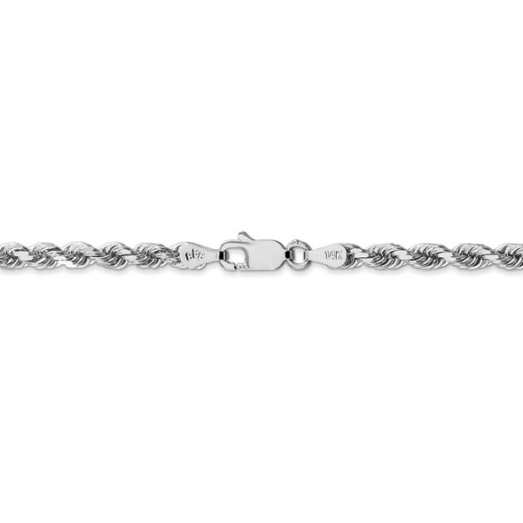 24" 14k White Gold 3.5mm Diamond-cut Rope with Lobster Clasp Chain Necklace