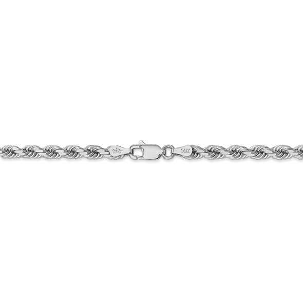 30" 14k White Gold 4mm Diamond-cut Rope with Lobster Clasp Chain Necklace