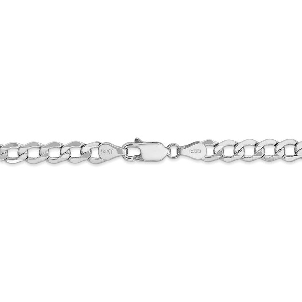 24" 14k White Gold 5.25mm Semi-Solid Curb Chain Necklace