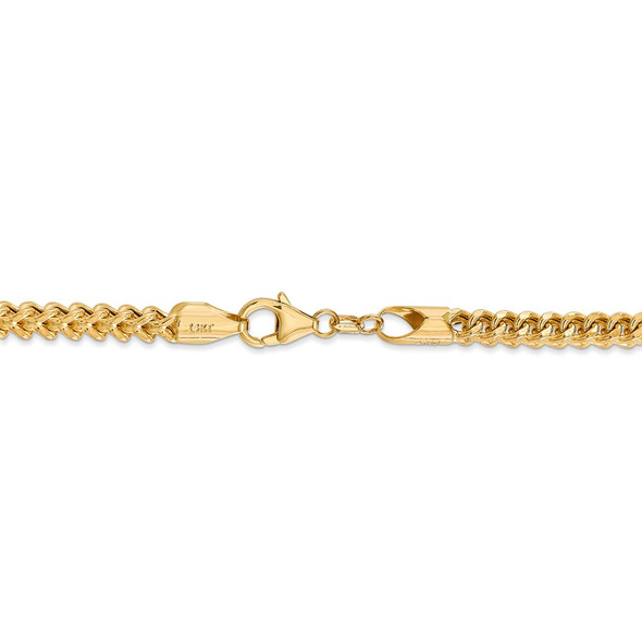 24" 14k Yellow Gold 3.7mm Semi-Solid Franco Chain Necklace