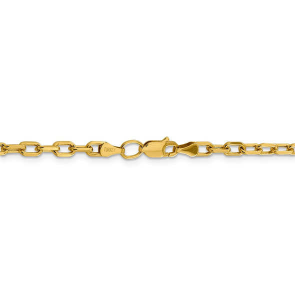 26" 14k Yellow Gold 3.7mm Semi-solid Diamond-cut Open Link Cable Chain Necklace