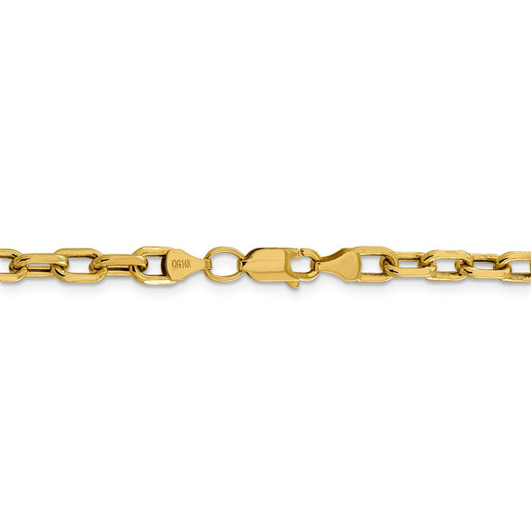 22" 14k Yellow Gold 4.9mm Semi-solid Diamond-cut Open Link Cable Chain Necklace