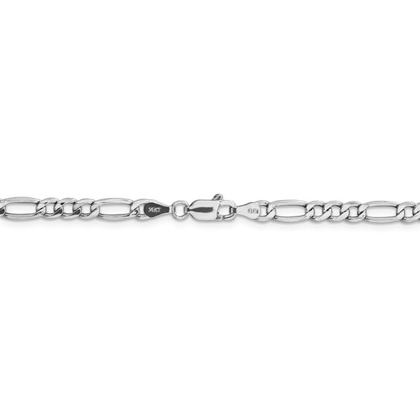 24" 14k White Gold 4.4mm Semi-Solid Figaro Chain Necklace