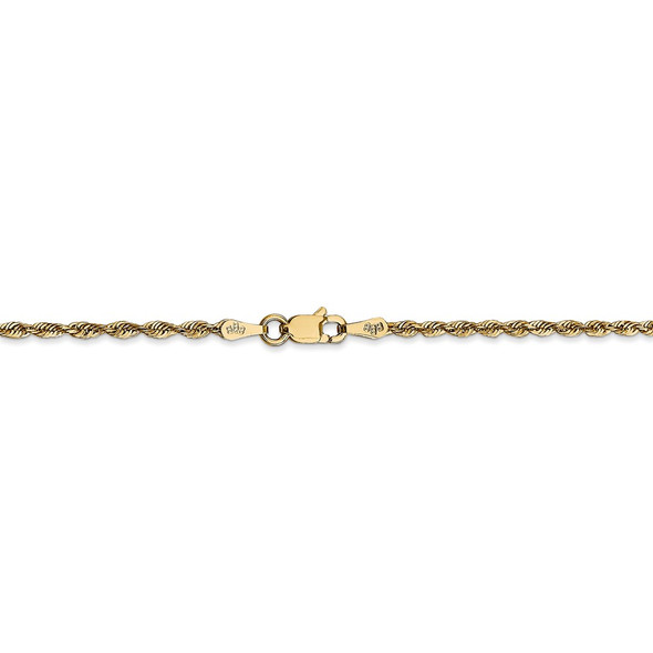 24" 14k Yellow Gold 2.0mm Extra-Light Diamond-cut Rope Chain Necklace