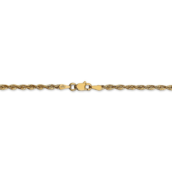 20" 14k Yellow Gold 2.5mm Extra-Light Diamond-cut Rope Chain Necklace