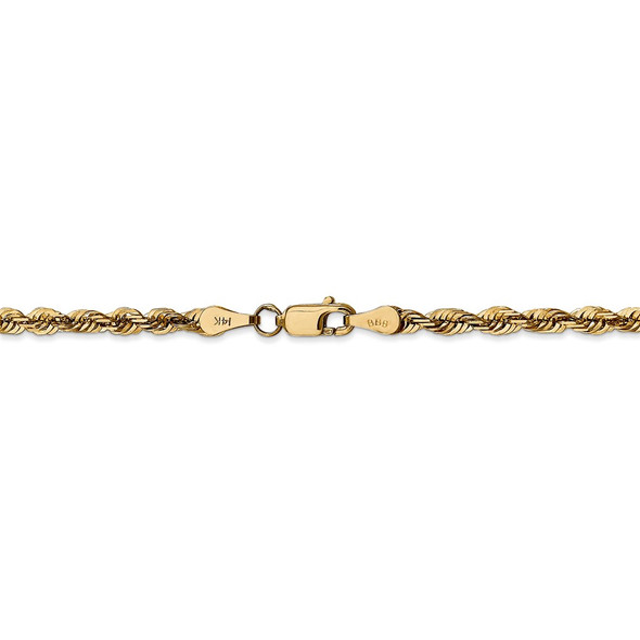 24" 14k Yellow Gold 4mm Extra-Light Diamond-cut Rope Chain Necklace