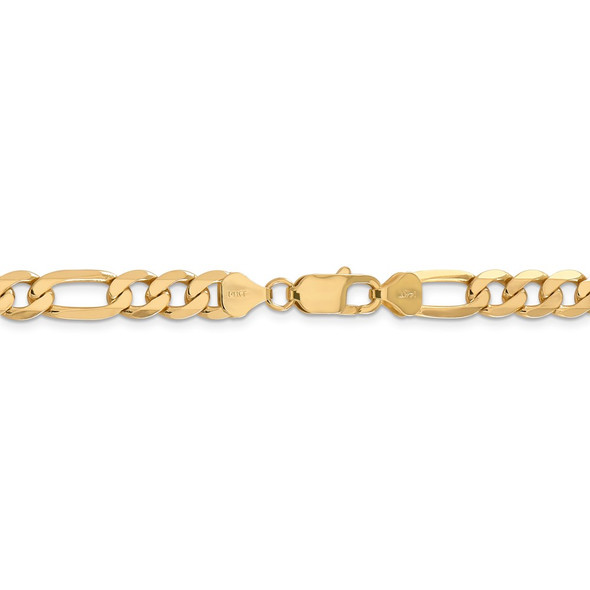 24" 14k Yellow Gold 7.5mm Flat Figaro Chain Necklace