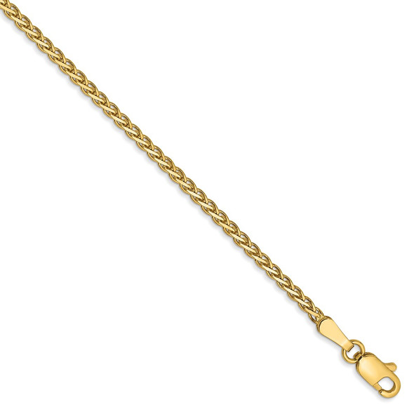 7" 14k Yellow Gold 1.8mm Flat Wheat Chain Bracelet