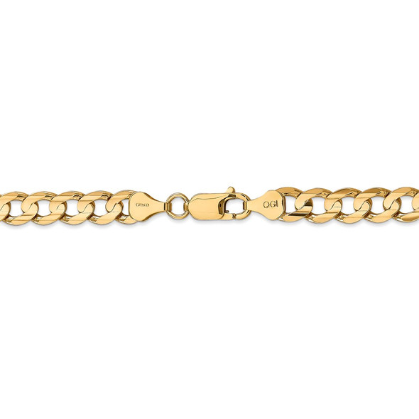 22" 14k Yellow Gold 6.75mm Open Concave Curb Chain Necklace