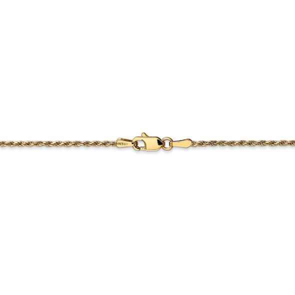 24" 14k Yellow Gold 1.3mm Solid Diamond-cut Machine-Made Rope Chain Necklace