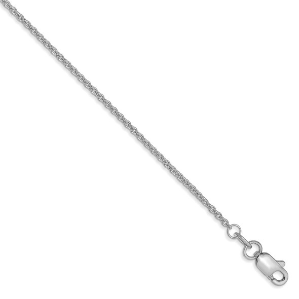 9" 14k White Gold 1.4mm Solid Polished Cable Chain Anklet