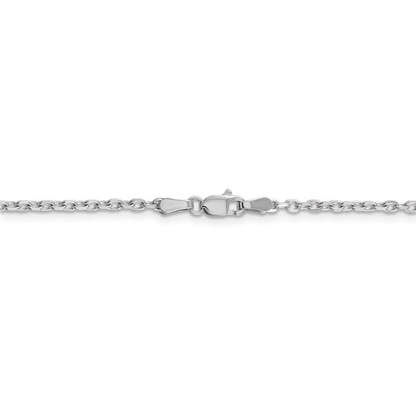20" 14k White Gold 2.2mm Diamond-cut Round Open Link Cable Chain Necklace