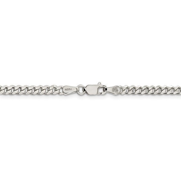 24" Sterling Silver Rhodium-plated 3.5mm Curb Chain Necklace
