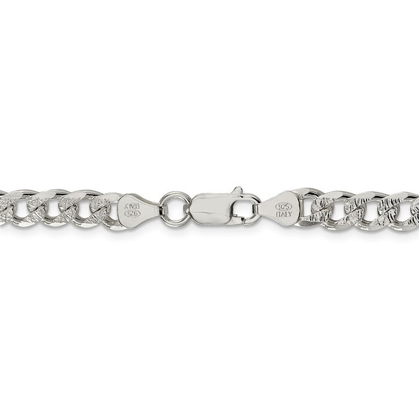 26" Sterling Silver 7mm Pave Curb Chain Necklace