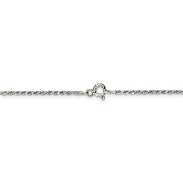 20" Rhodium-plated Sterling Silver 1.5mm Diamond-cut Rope Chain Necklace