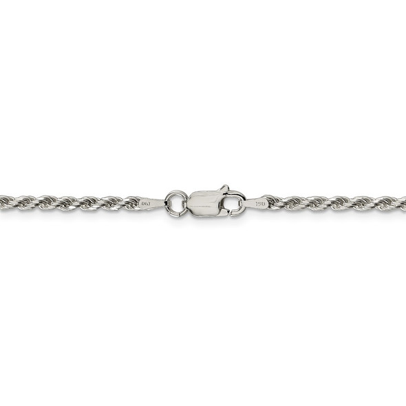 16" Sterling Silver 2.25mm Diamond-cut Rope Chain Necklace