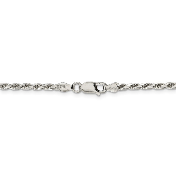 18" Sterling Silver 2.5mm Diamond-cut Rope Chain Necklace