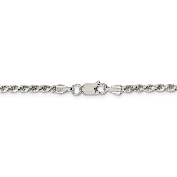 26" Sterling Silver 2.75mm Diamond-cut Rope Chain Necklace