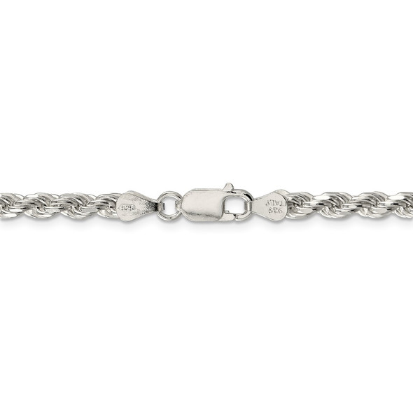 24" Sterling Silver 4.25mm Diamond-cut Rope Chain Necklace