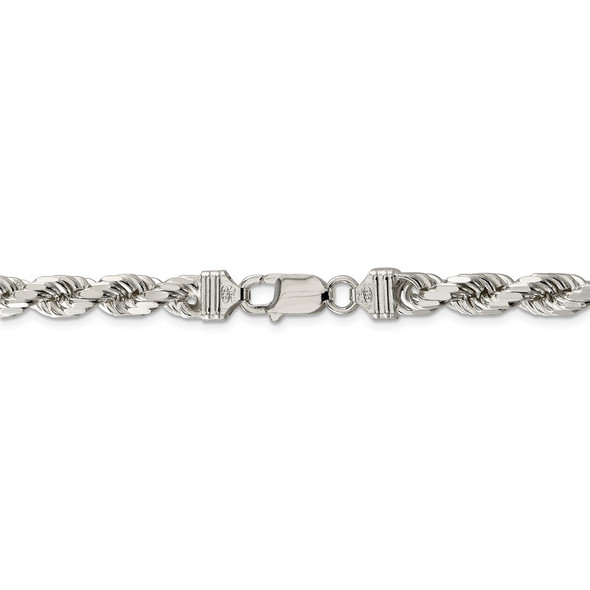 30" Sterling Silver 7mm Diamond-cut Rope Chain Necklace