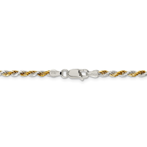 18" Sterling Silver And Vermeil 2.5mm Diamond-cut Rope Chain Necklace