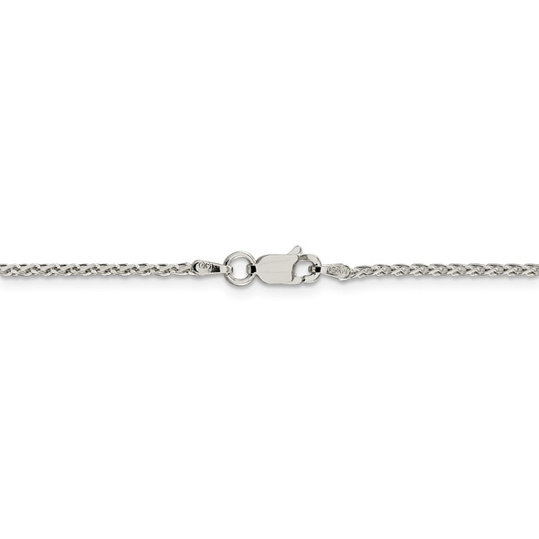 18" Rhodium-plated Sterling Silver 1.5mm Diamond-Cut Spiga Chain Necklace w/2in ext.