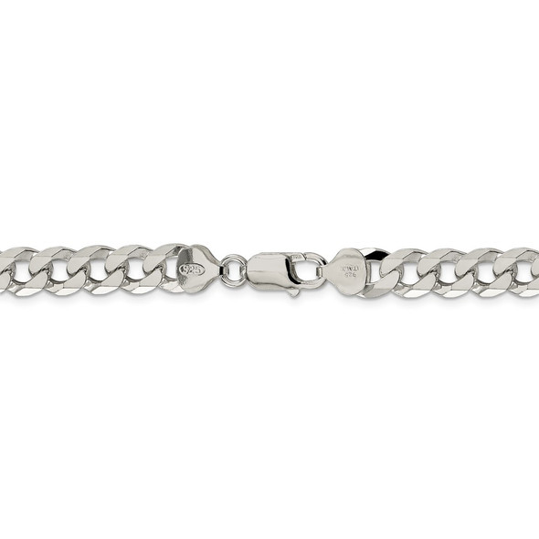 18" Sterling Silver 8.5mm Beveled Curb Chain Necklace