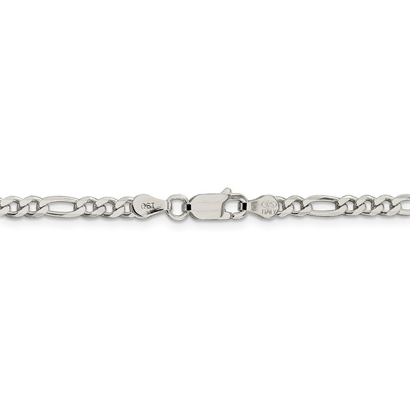 18" Sterling Silver 4mm Pave Flat Figaro Chain Necklace