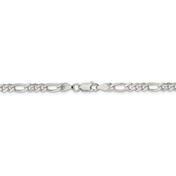 18" Sterling Silver 4.75mm Pave Flat Figaro Chain Necklace