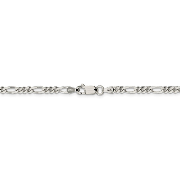 20" Rhodium-plated Sterling Silver 4mm Figaro Chain Necklace