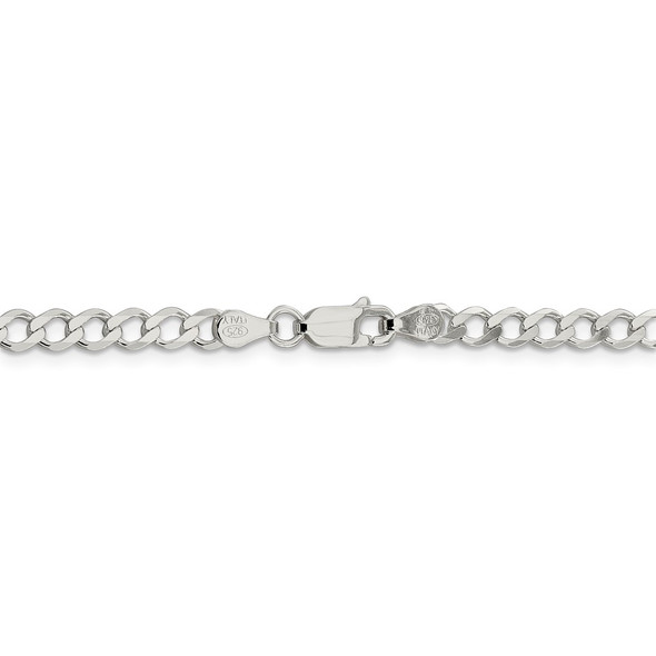 20" Sterling Silver 4.5mm Semi-solid Flat Curb Chain Necklace