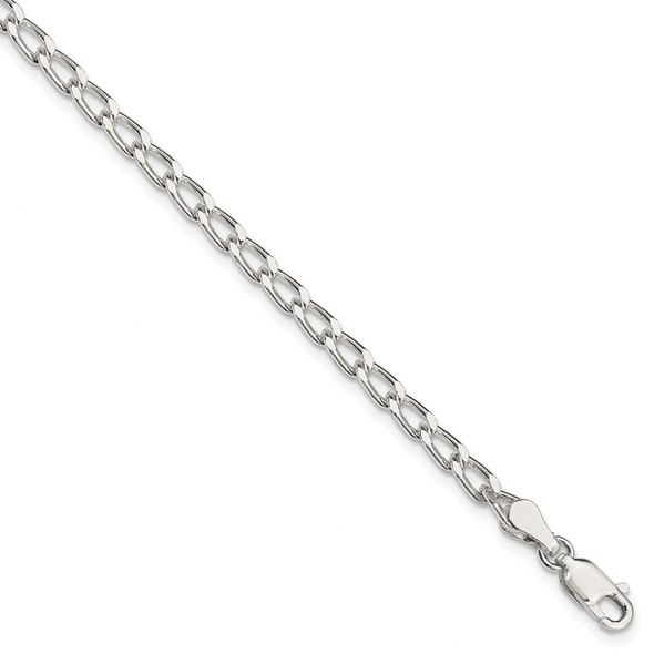 10" Sterling Silver 3.2mm Open Elongated Link Chain Anklet