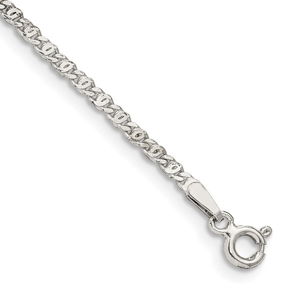 9" Sterling Silver 2mm Fancy Anchor Pendant Chain Bracelet