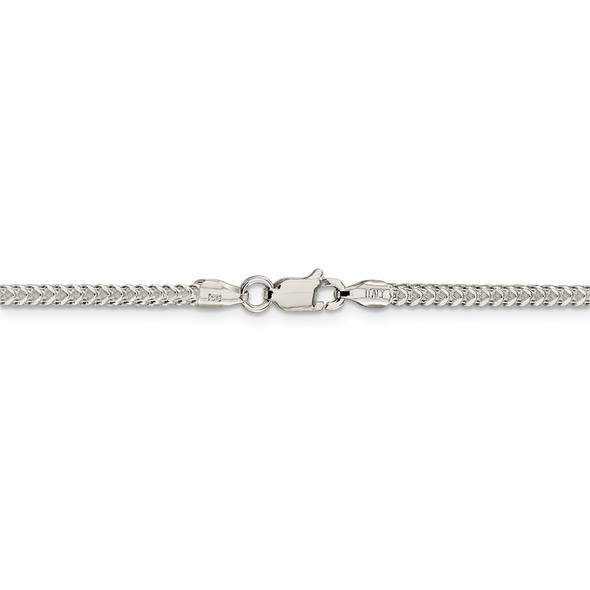 24" Sterling Silver 2mm Diamond-cut Square Franco Chain Necklace