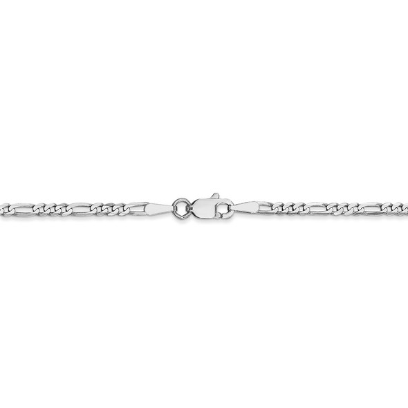 24" 14k White Gold 2.25mm Flat Figaro Chain Necklace