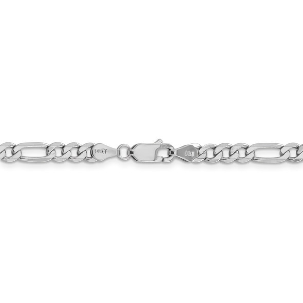 20" 14k White Gold 4.5mm Flat Figaro Chain Necklace