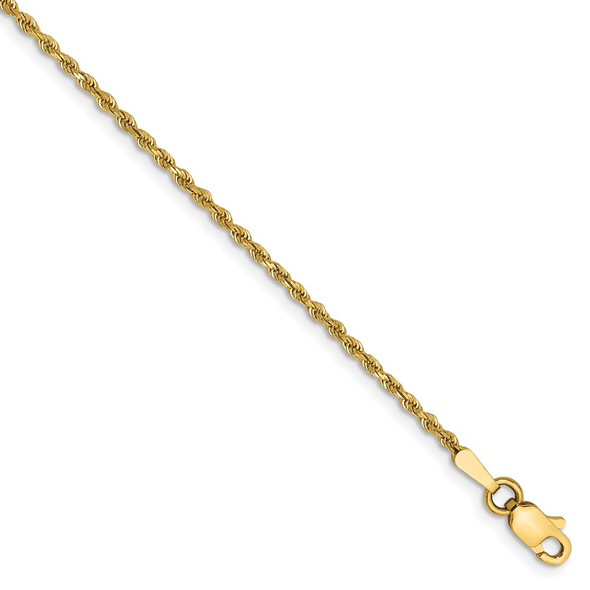 6" 14k Yellow Gold 1.50mm Diamond-cut Rope with Lobster Clasp Chain Bracelet