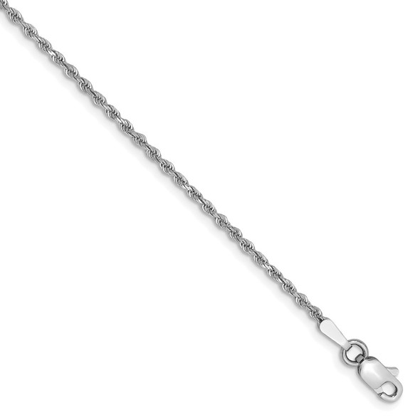 7" 14k White Gold 1.5mm Diamond-cut Rope with Lobster Clasp Chain Bracelet